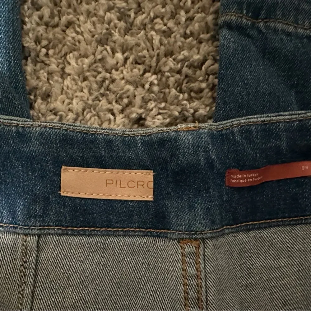 Anthropolgie Pilcro NWT The Skipper Cropped High-Rise Wide-Leg Jeans Med Blue 29